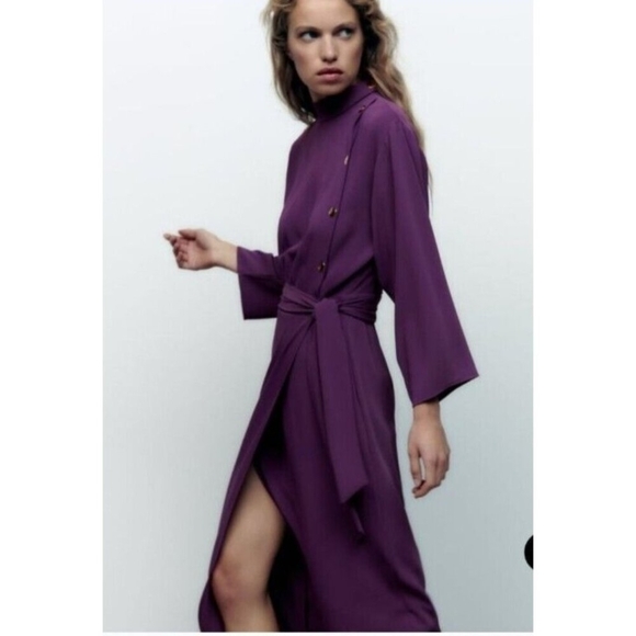 Zara Dresses & Skirts - Zara side button mock neck midi dress Size S